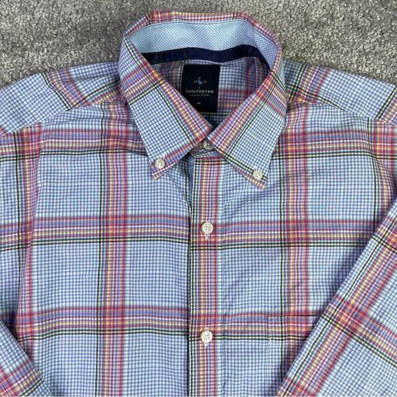 Tailorbyrd Dress Shirt Men’s Medium Blue Plaid Button Down Long Sleeve Business - Picture 1 of 12